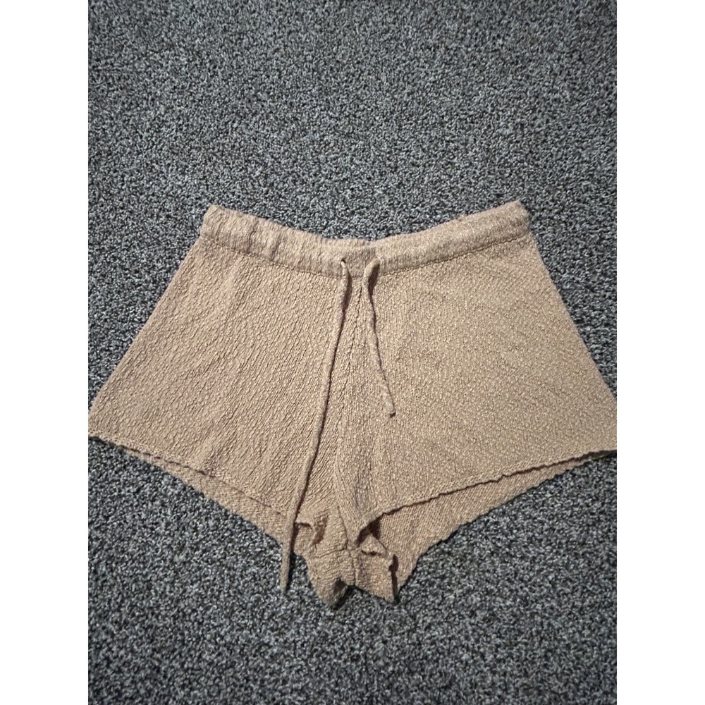 C2 Aerie Tan Textured Knit Drawstring Lounge Shorts S/P